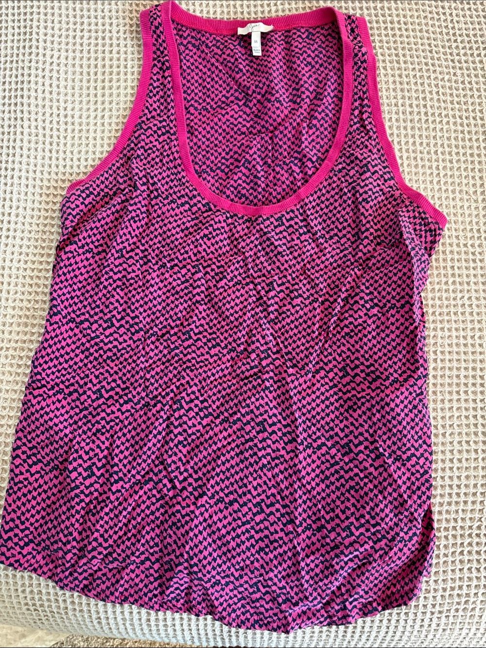 Joie Pink and Black Patterned Scoop Neck Tank